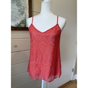 MAURICES Coral Lace Camisole Lined Top Sz S Casual Layer Y2K Dopamine Vacation